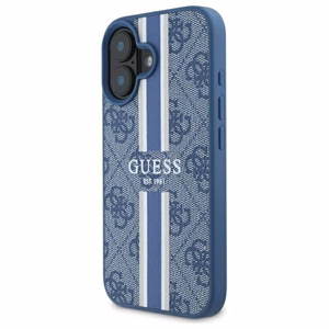 Guess 4G Printed Stripes MagSafe ümbris jaoks iPhone 16 - sinine
