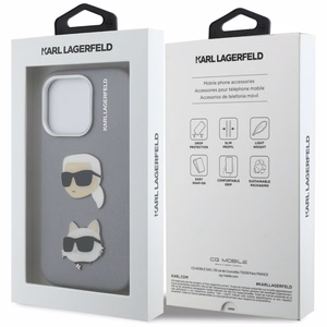 Karl Lagerfeld FW Grained Karl & Choupette Heads Pins Ümbris iPhone 16 Pro - hall