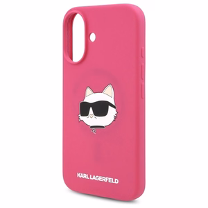 Karl Lagerfeld Silicone Choupette Head Print MagSafe iPhone 16 Ümbris - Fuchsia