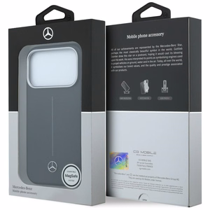 Mercedes кожаный Iconic Line MagSafe чехол iPhone 17 Pro Max - черный
