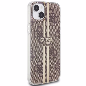 GUESS чехол для IPHONE 15 Plus GUHCP15MH4PSEGW (4G Gold Stripe) коричневый