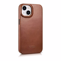 iCarer CE Oil Wax Premium Leather Folio Case iPhone 14 Plus magnetiline flip case MagSafe pruun (AKI14220707-BN)