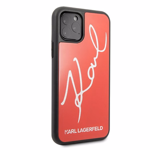 Karl Lagerfeld Signature Glitter Case for iPhone 11 Pro Max - Red