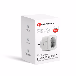 FORCELL F-ENERGY EU02 Smart Plug 230V with WiFi, programmer and Tuya/Amazon Alexa support - valge