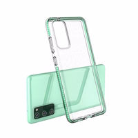 Spring Case läbipaistev TPU geelist kaitsekate värvilise raamiga Samsung Galaxy A72 4G jaoks heleroosa