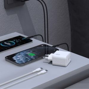 Dudao A28PCEU PD 45W GaN 2xUSB-C seinalaadija USB-C kaabliga - valge