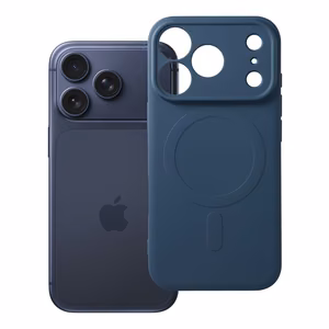 Silikoonist Mag Cover ümbris mudelile iPhone 17 Pro / 18 Pro, MagSafe'iga ühilduv kaamerakaitsega – tumesinine