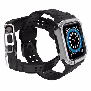 Protect Strap Ремешок для Apple Watch 38/40/41mm с бронированным чехлом - чёрный, серебряный
