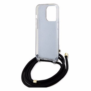 Guess Crossbody Cord 4G Print ümbris jaoks iPhone 15 Pro - must