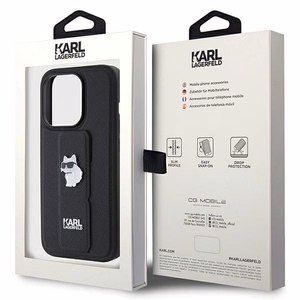 Karl Lagerfeld Gripstand Saffiano Choupette Pins ümbris jaoks iPhone 14 Pro Max - must