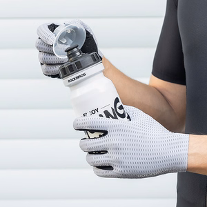 Rockbros Breathable Full Finger Cycling Gloves, Size: XXL - Gray