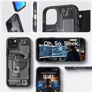 Spigen Ultra Hybrid Mag Ümbris with MagSafe jaoks iPhone 15 Plus - Dark hall (Zero One Pattern)