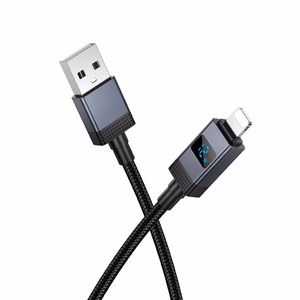 Cable USB A to Lightning Hoco 2,4A with display 1 m X118 black
