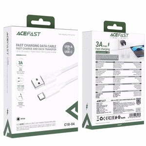 USB kaabel Acefast C18-04 USB-A to USB-C 1.2m valge