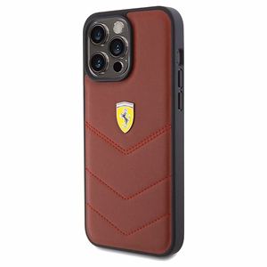 Ferrari Leather Stitched Lines ümbris jaoks iPhone 15 Pro Max - punane