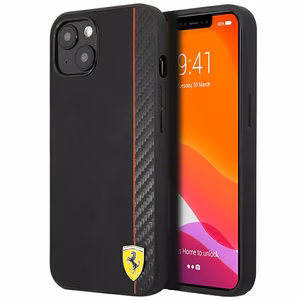Ferrari FESAXHCP13SBK iPhone 13 mini 5.4" must/must kõvakott On Track Carbon Stripe