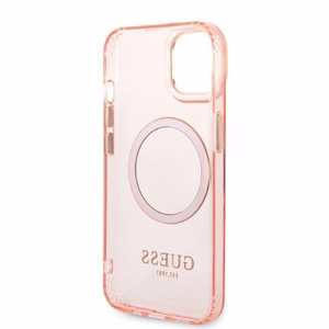 Guess GUHMP14MHTCMP iPhone 14 Plus 6.7" roosa/roosa hard ümbris kuldne Outline Translucent MagSafe