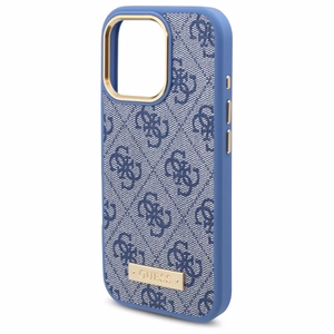 Guess 4G Logo Plate MagSafe Чехол для iPhone 16 Pro Max - синий