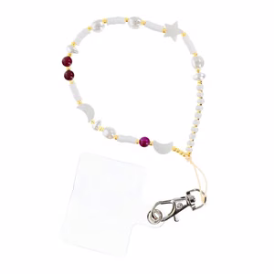 SHELLS Phone lanyard, Phone pendant / cord length 44cm (22cm in the loop) / on hand - valge and lilla