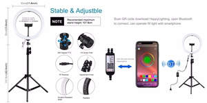 LED Ring Lamp 30cm Koos Desktop Tripod Mount Up To 1.1m, Phone Clamp