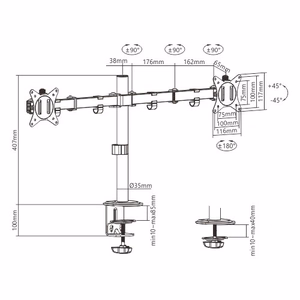 Gembird MA-D2-01 monitor mount / stand 81.3 cm (32") Desk must
