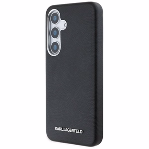 Karl Lagerfeld Saffiano Full Wrapped Elongated Metal Logo MagSafe Ümbris jaoks Samsung Galaxy S25+ - must