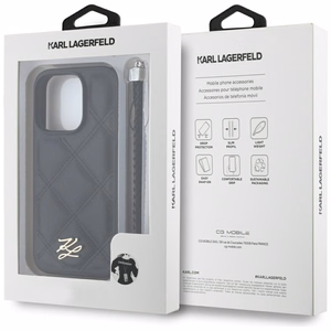 Karl Lagerfeld Quilted Initial Logo & Chain Strap iPhone 16 Pro Ümbris - Must