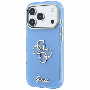 Guess IML 4G Script Metal ümbris seadmele iPhone 18 Pro Max / 17 Pro Max – helesinine