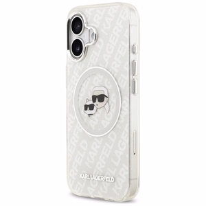 Karl Lagerfeld IML Glitter Karl & Choupette Heads Logo MagSafe iPhone 17 Ümbris - Hall