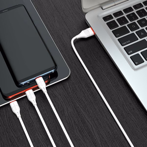 USB kaabel Borofone BX17 3in1 microUSB-Lightning-Type-C valge