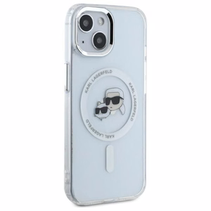 Karl Lagerfeld IML Metal Karl&Choupette Head MagSafe iPhone 14 Ümbris - valge