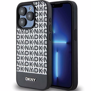DKNY Leather Printed Pattern Metal Logo MagSafe Ümbris jaoks iPhone 15 Pro Max - Must