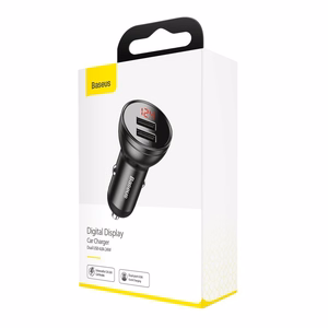 Car laadija Baseus Digital Display 24W 2xUSB-A must CCBX-0G