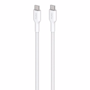 Puro Fabric vastupidav punutud USB-C–USB-C laadimis- ja andmekaabel, 1,2 m, valge