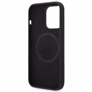 Guess GUHMP14XSBPLK iPhone 14 Pro Max 6.7" must/must hard ümbris Silicone Logo Plate MagSafe