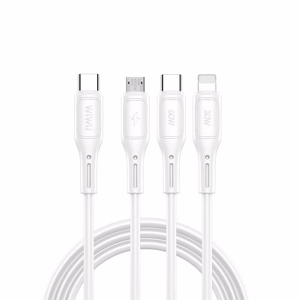 WiWU - Starlink Series Data Kaabel Wi-046E 3w1 USB C to USB C, Micro USB, Lightning 60W 1m - valge