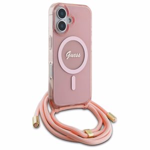 Guess Crossbody Cord Script MagSafe iPhone 16 Ümbris - roosa