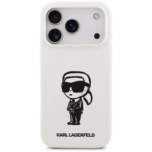 KARL LAGERFELD ümbris jaoks IPHONE 17 Pro compatible with MagSafe KLHMP17LSKIGROH (Silicone W/ KL Sketch & Logo) valge