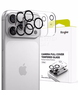 Ringke Camera Full Cover kaamerakaitseklaas, 2 tk komplekt iPhone 18 Pro Max jaoks, must