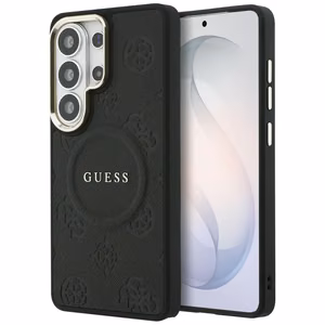 Guess Saffiano Peony Embossed Ring MagSafe ümbris Samsung Galaxy S26 Ultra must