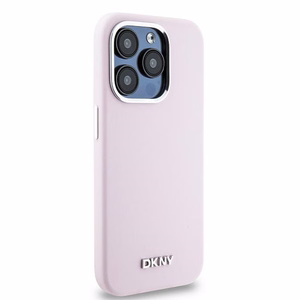 DKNY Liquid Silicone Small Metal Logo MagSafe ümbris jaoks iPhone 15 Pro - roosa