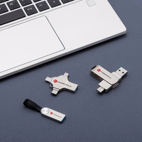 Pendrive 16GB USB 3.2 Gen 1 (USB A / USB C / Lightning / Micro USB) Forcell F-Data Metal Quad hõbedane