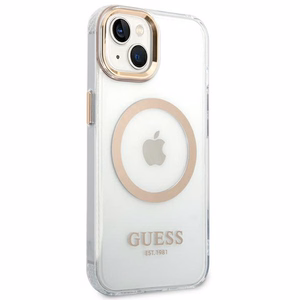Guess GUHMP14MHTRMD iPhone 14 Plus 6.7 "kuldne / kuldne hard ümbris Metal Outline Magsafe