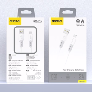 Dudao L25SM 3A USB-A - micro USB kaabel pehme silikoonpõimikuga 1m - valge