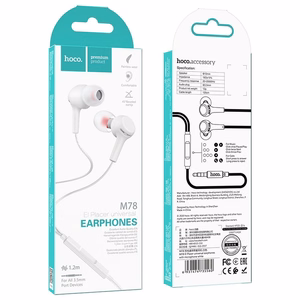 HOCO wire kõrvaklapid Jack 3,5 mm with microphone M78 valge