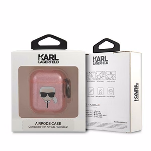 Karl Lagerfeld KLA2UKHGP AirPods kate różowy/pink Glitter Karl`s Head