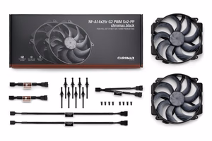 Noctua NF-A14x25r G2 PWM Sx2-PP chromax.black kahe ventilaatori komplekt, must