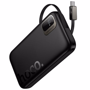 Akupank Hoco 10000 mAh QC PD 20W sissetõmmatava USB C kaabliga Q51 must