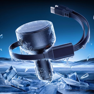 Orico Dual Stretch 60W USB-C autolaadija kahe sissetõmmatava USB-C + Lightning kaabliga - must