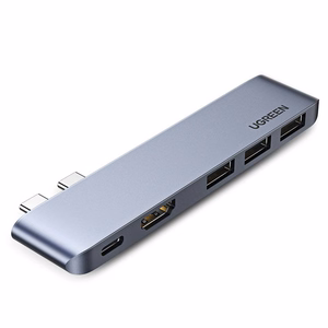 Ugreen HUB 60559 2x USB-C / USB-C PD (Thunderbolt 3, 100W, 4K 60 Hz, 10 Gbps) / HDMI 4K 30 Hz / 3x USB 3.0 MacBook Pro / Air - hall